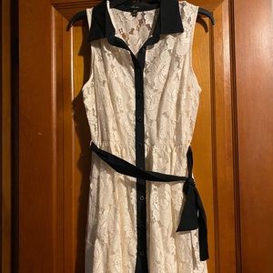 NWOT Lace with black trim belted dress, size XL